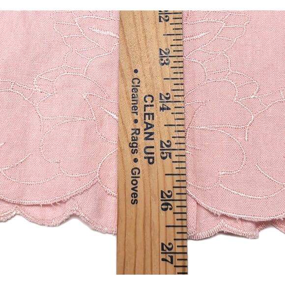 Susan Graver Shirt Blouse Womens Plus Size 2X Pink Linen Blend Scallop NEW NWT - Picture 16 of 16